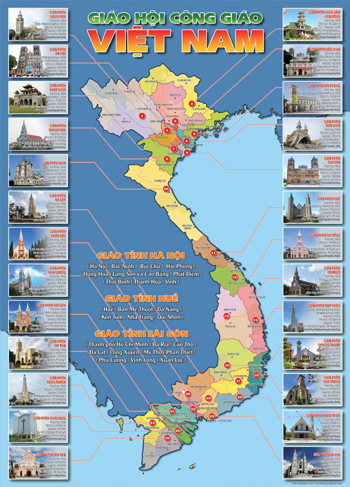 Bản đồ 26 Giáo Phận Việt Nam | Trương Bửu Diệp - Án phong thánh