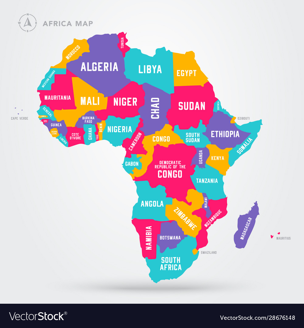 Africa regions map with single african countries Vector Image
