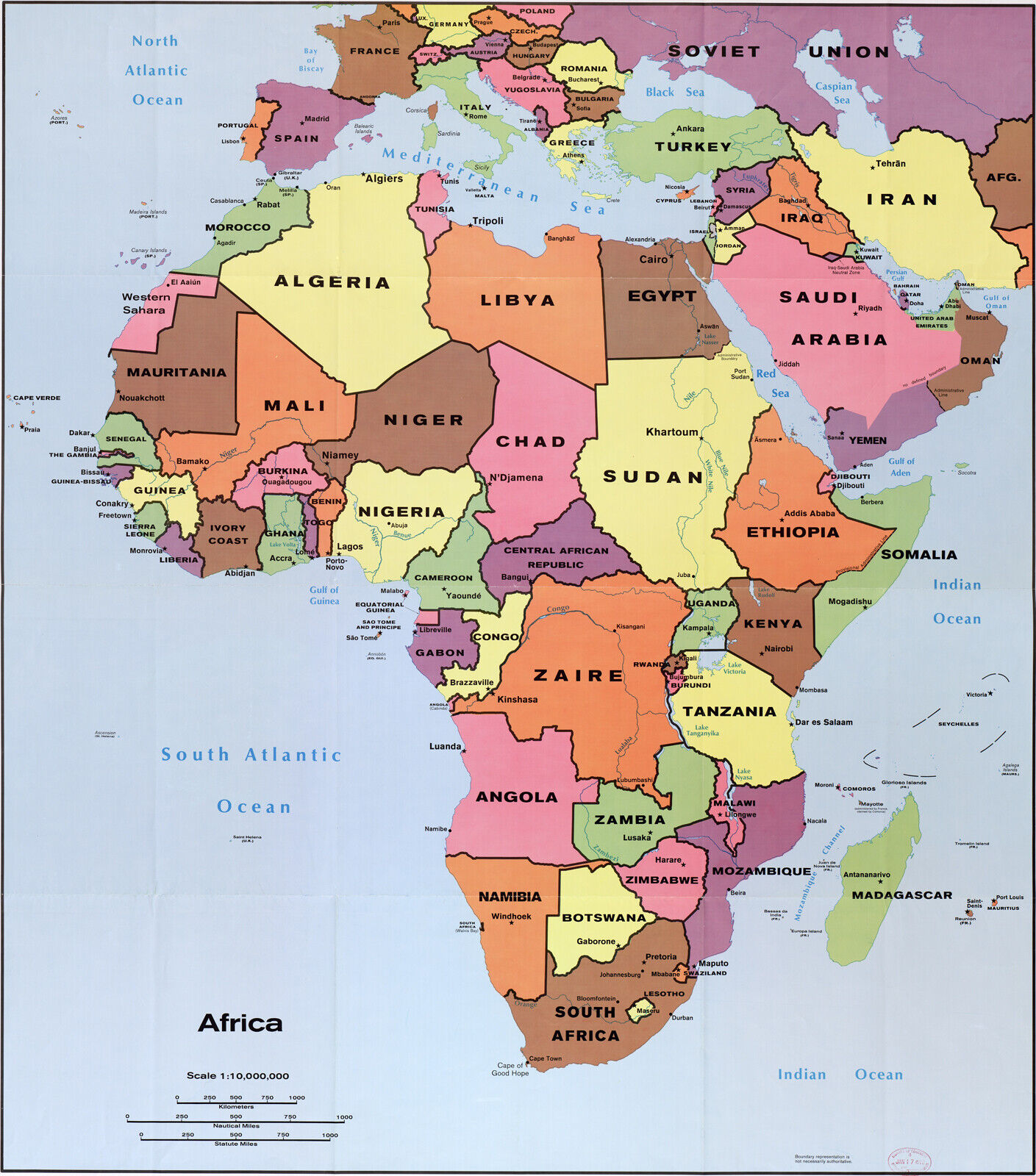 1990 CIA Map of Africa School Teacher Homeschool Classroom Wall Art Poster Print - Picture 1 of 3