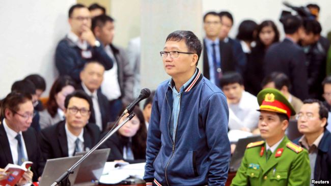 Ông Trịnh Xuân Thanh trong phiên tòa ngày 8/1/2018.