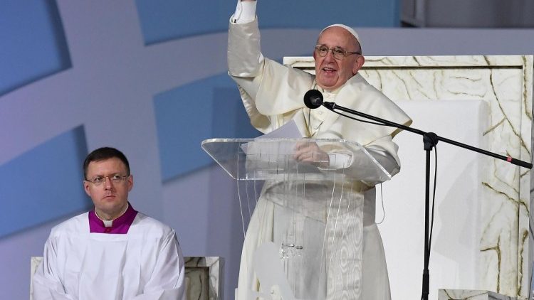 Pope Francis addressing World Youth Day participants during the vigil at Panama City's Metro Park on Jan. 26, 2019. 
