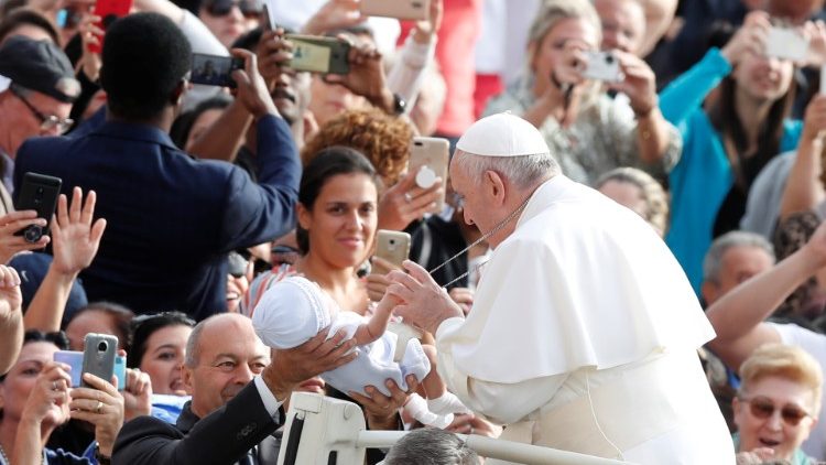 Pope Francis  at his weekly general audience in the Vatican on 25 September, 2019.