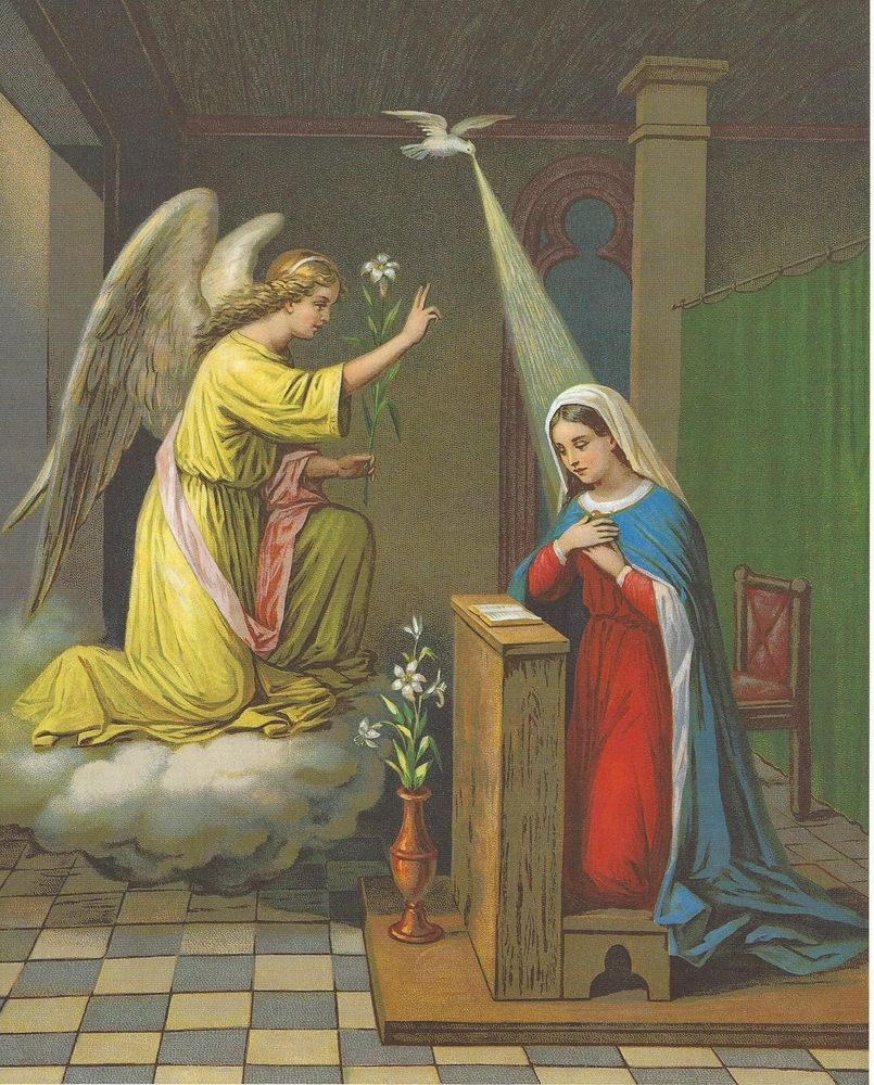 Catholic Print Picture THE ANNUNCIATION Virgin Mary and Archangel ...