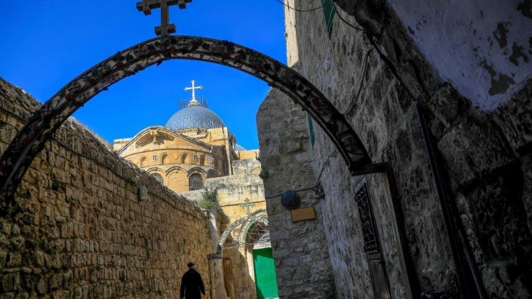 The Church of the Holy Sepulcher shuttered amid strict measures to curb the coronavirus. 