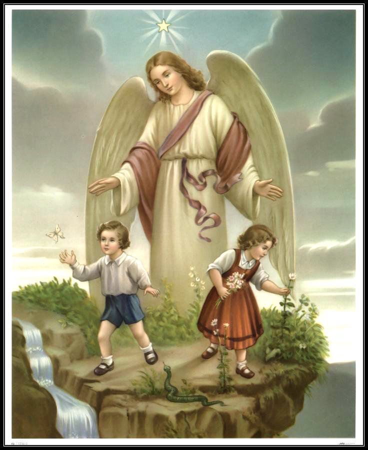 GUARDIAN ANGEL with BOY & GIRL 8x10 Catholic Art Print Picture from Germany  | Guardian angels, Angel pictures, Angel art