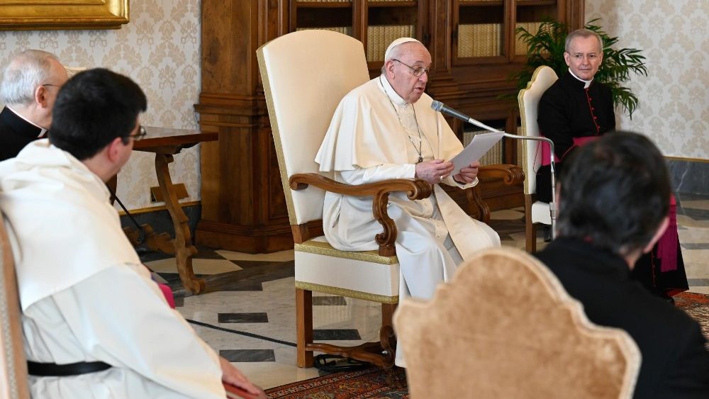 Pope Francis gives his catechesis during the weekly General Audience