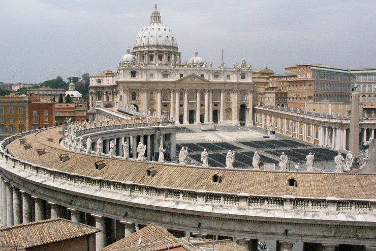 View of the Vatican basilica from a roof near saint Peter square in Rome